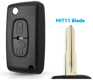 10x Car Key Case Remote Key Shell Nieuwe Sleutel Voor Citroen C-Crosser C4 Fob MIT-11R Blade 2 Knop fob Voor Peugeot 4007 Et 4008