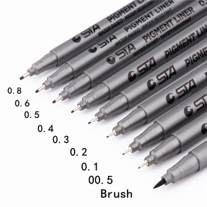 Ensemble de stylos marqueurs à encre pigmentée STA, pointe pinceau, noir, fineliner, marqueurs de croquis, stylos pinceaux, 0,05 0,1 0,2 0,3 0,4 0,5 0,6 0,8 - Product Image 2