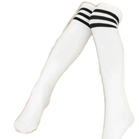 Chaussettes d'étudiant tricotées au genou blanches et noires personnalisées en gros pour filles Chaussettes en maille jeune haute compression respirantes et solides