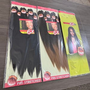 Cheveux synthétiques africains en fibre, 52 pouces, 420g, texture Yaki 6X, pré-étirés pour tresses, fixation à l'eau chaude, toucher léger et doux – Vente chaude - Product Image 1