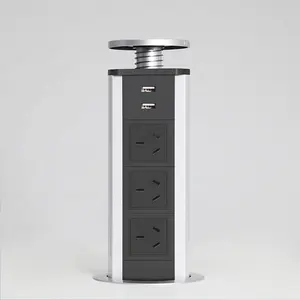 Motorized intelligent tabletop hidden smart power socket with usb