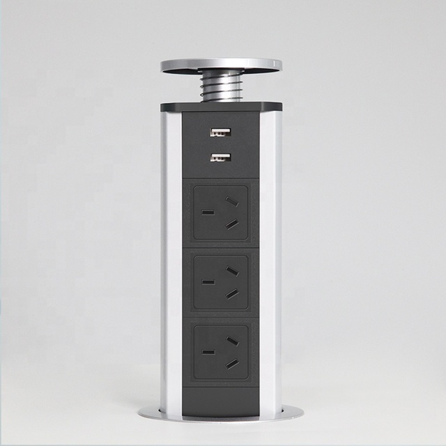 Motorized  Intelligent Tabletop Hidden Smart Power Socket with Usb