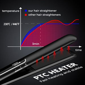 Hair Straightener 2 In 1 Negative Ion PTC <b>Titanium</b> Plate 55W 5 Temperature Settings For Dry And Wet Hair - Product Image 3