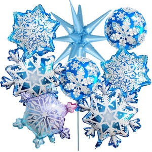 Ensemble de ballons en aluminium durables et écologiques en forme de flocon de neige pour les décorations de Noël, du Nouvel An et de Thanksgiving sur le thème du pays des merveilles hivernales - Product Image 3
