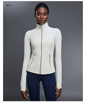 Veste bomber de yoga pour femmes, fermeture éclair dorée, coupe ajustée, manches longues, coupe-vent, respirante, séchage rapide, automne, sports de plein air