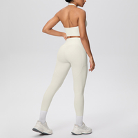 Ensemble de sport 2 pièces pour femme : Leggings taille haute et brassière de sport antichoc respirante grande taille avec poches
