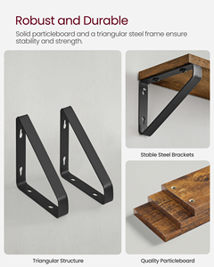<span class=keywords><strong>VASAGLE</strong></span> <span class=keywords><strong>Étagère</strong></span>s murales flottantes en bois de style industriel, lot de 3, support de présentation stable pour salon, salle de bain, cuisine - Product Image 4