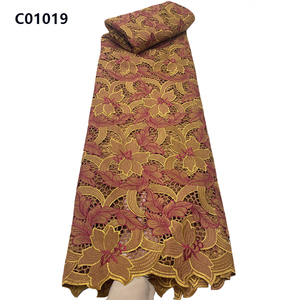 CHOCOO precio al por mayor tela de encaje de guipur DE BODA Africana tela de encaje de cordón Soluble en agua multicolor para ropa - Product Image 5
