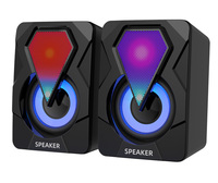 Haut-parleur de jeu LED RVB, système de son home cinéma, USB PC RVB, haut-parleur filaire USB en plastique pour ordinateur