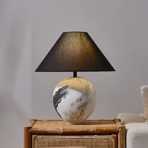 Lampada da tavolo alba in tessuto bianco rustico luminoso in ceramica luci da tavolo per soggiorno camera da letto