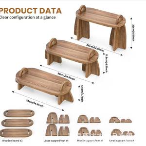 Wooden <b>Ladder</b> <b>Shelf</b> 3 Tier Rectangle Eco Friendly Storage Rack For Food Cosmetics Condiments And Plants Standing Type Retro - Product Image 2