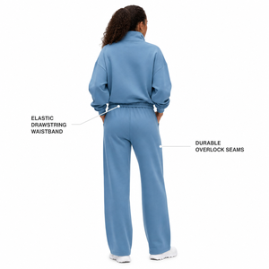 Charlo <b>Women</b> Winter Premium <b>Quarter</b> <b>Zip</b> Sweatshirt Set Heavyweight Soft Fleece Eco-Friendly Relaxed Fit Tracksuit Wholesale Bulk - Product Image 3
