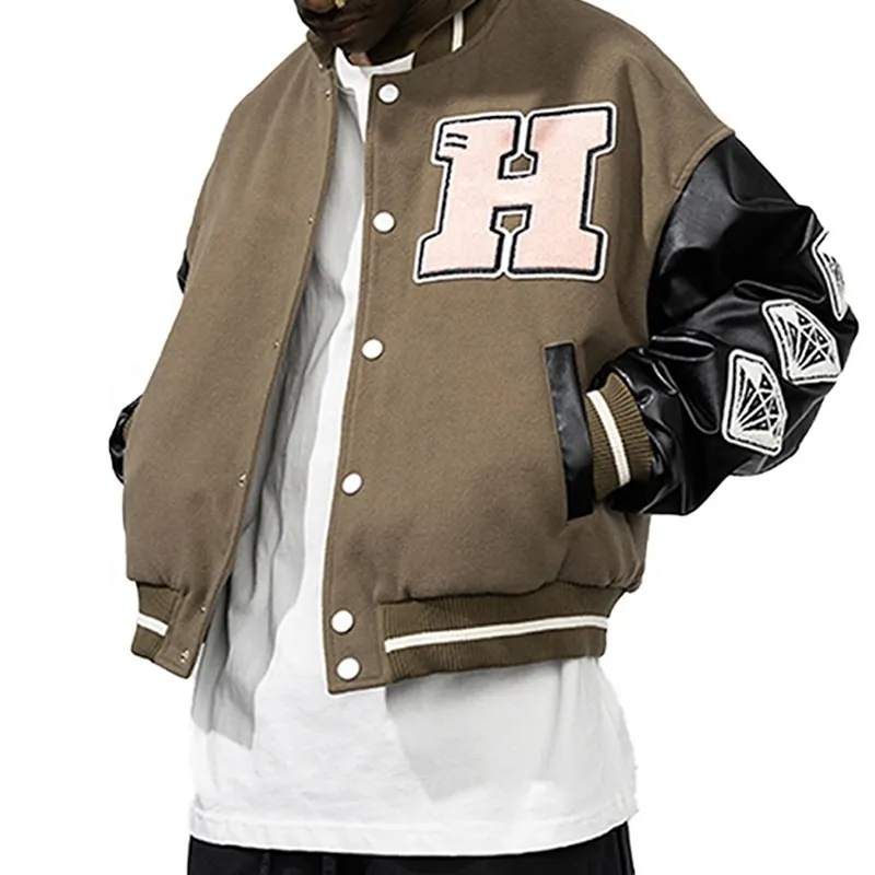New Design fashion Loose Varsity Jackets Chenille Patches Letterman College Bomber Baseball Jacket Men