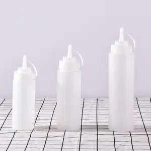 Botol Remas Plastik Pasokan Dapur Penjualan Langsung dari Pabrik dengan Banyak Nozel Komersial Salad Madu Minyak Botol Remas