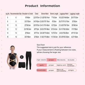 Conjunto de Leotardo con Pantalones Cortos, Leggings y Accesorios para la Cabeza para Niñas de 6 a 16 Años, para Danza, Gimnasia y Patinaje Artístico - Product Image 6