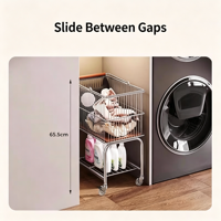 Panier de rangement pour salle de bain EFON EF25 moderne, à roulettes, non pliable, résistant à l'eau, en acier inoxydable robuste, détachable, facile à assembler