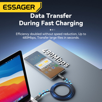 Kabel Data Pengisian Cepat USB C ke USB C Tipe C ESSAGER ES-X58 untuk Ponsel dan Laptop 5A 100W PD dengan Layar LED