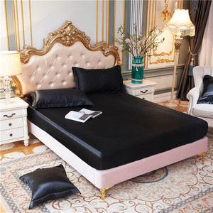 Màu Sắc Tinh Khiết Thêm Mềm Mại Túi Sâu Mượt Satin Tấm Thiết Lập Đa-Ga Trải Giường Kích Thước Nhà Nữ Hoàng Kích Thước Bộ Đồ Giường Satin Lụa 3 <span class=keywords><strong>Sheet</strong></span> Set - Product Image 3