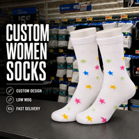 Chaussettes pour femmes personnalisées, motif étoile coloré, chaussettes en coton doux tricotées pour un usage quotidien décontracté, fabrication OEM