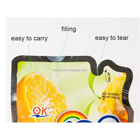 Sachets en plastique personnalisés pour boissons liquides avec paille, pour machine de remplissage de jus en aluminium, pochettes verticales à bec verseur