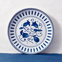 Assiette à dîner/soupe en céramique style nordique, motif vertical sous glaçure, vente en gros d'usine, pour la maison, créative