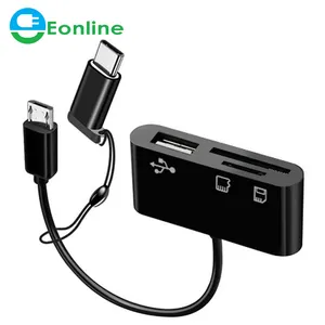 EONLINE ตัวอ่าน USB จากกล้อง C ไปยัง SD Type C,ตัวอ่านการ์ด Micro SD TF USB กล้องอะแดปเตอร์อ่านการ์ดปลั๊กแอนด์เพลย์