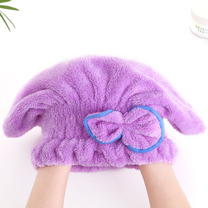 Gorro de secado rápido de forro polar coral grueso para mujer, diadema absorbente, nuevo gorro de ducha con lazo al por mayor - Product Image 5
