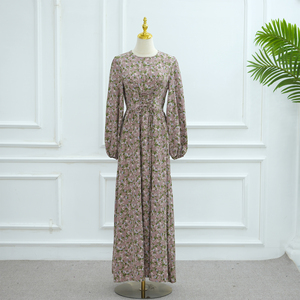 Nouvelle Collection 2025 Robes Élégantes et Modestes pour Femme Robes Abaya Florales avec Ceinture à Cordon <span class=keywords><strong>Robe</strong></span> Musulmane pour Femme Abaya - Product Image 4