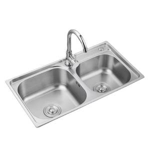 Évier de cuisine durable à double cuvette et à deux trous en acier inoxydable avec garantie de 5 ans et design moderne - Product Image 3