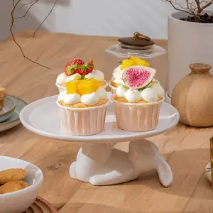 兔兔陶瓷蛋糕盘甜点食物服务器托盘可爱蛋糕架派对或婚礼