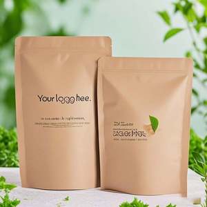 Sachet biodégradable personnalisé emballage sacs en papier kraft brun pour emballage alimentaire Sachet Kraft trois côté joint sac avec fenêtre - Product Image 4