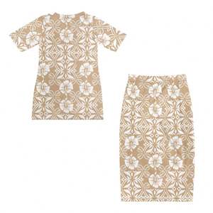 Conjuntos de vestidos personalizados Diseños de tatuajes polinesios Ropa hawaiana <span class=keywords><strong>tribal</strong></span> Polinesia Samoan Puletasi de estilo isleño de dos piezas para mujer - Product Image 5