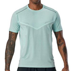 T-shirt de sport pour homme, coupe musclée, 88% polyester, 12% élasthanne, respirant, compression, <span class=keywords><strong>anti</strong></span>-transpiration, jacquard, pour la salle de sport et l'entraînement - Product Image 5