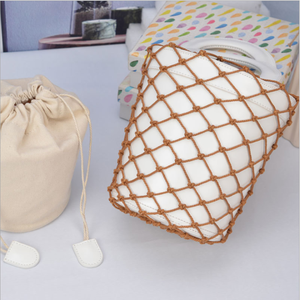2019 bolsos de cuero de verano Ins bolsa de red de pesca bolsa de red bolsa tejida noche hermana escuela con cubo bolso de mujer - Product Image 4