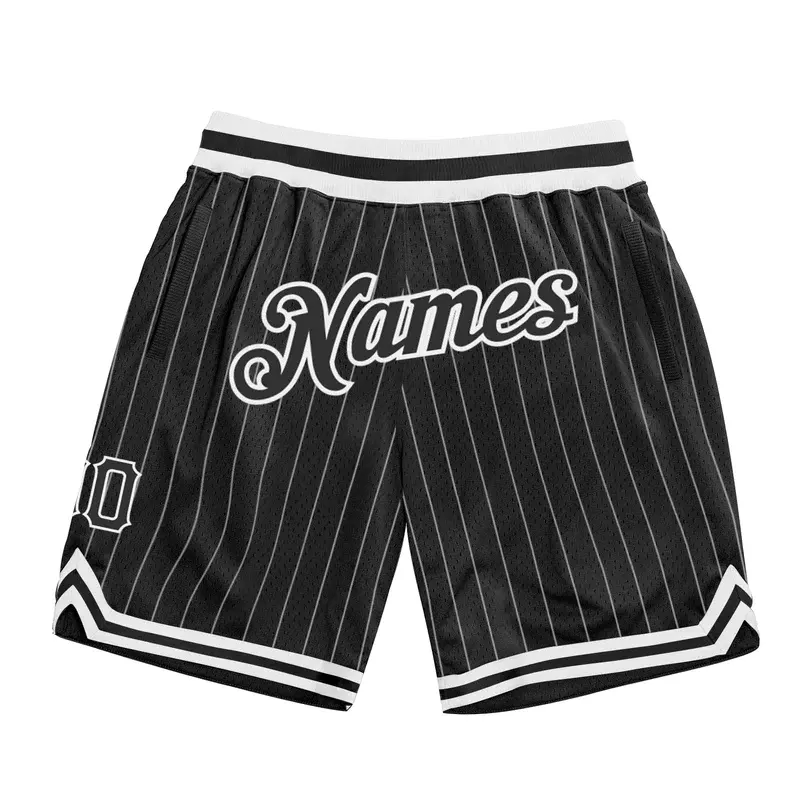 Sportkleding Fabrikant Custom Shorts Mannen Zwart En Wit Twee Tone Basketbal Logo Shorts