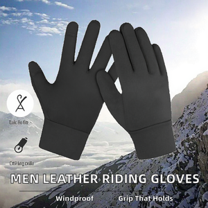 BERIK Men Goat Leather Motorcycle Riding <b>Gloves</b> Breathable Winter Full Finger Non-Slip <b>Touch</b> Screen Cycling <b>Gloves</b> - Product Image 2