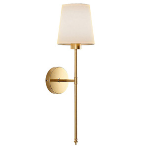 Lámpara de pared moderna con cuerpo de cobre y pantalla blanca, bombilla LED E26 con interruptor para dormitorio, sala de estar y pasillo - Product Image 5