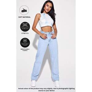 Jeans larges pour femmes, style funky, écologiques, de luxe, bleu glacé, taille haute, coupe ample, denim, style streetwear, taille 26-40 - Product Image 2