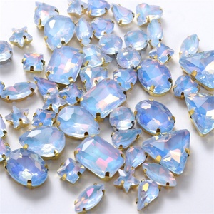 Oleeya Mocha Opal Rhinestones Wholesale Silver/<b>Gold</b> <b>Button</b> Popular Colors Mix Shapes Sew on Rhinestones Claw Wedding Dress - Product Image 3