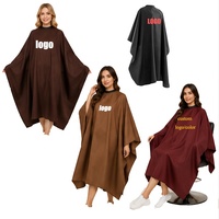 Cape de coiffure marron foncé personnalisable avec logo, en polyester pongé imperméable, pour salon de coiffure, barbier, femmes et hommes