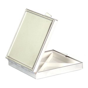 4 Compartment Mini Folding Square Shape Pill Case Elegant Metal Small Pill Box DIY Blank Portable Pill Box Candy Box