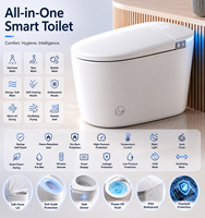WC intelligent carré avec réservoir intégré, chasse automatique, siège chauffant, capteur de pied, drainage en S, sans limite de pression d'eau