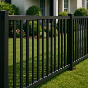 Barrière de sécurité en alliage d'aluminium recouvert de PVC, clôture extérieure en bois traité thermiquement pour villa de luxe, cour privée - Product Image 4