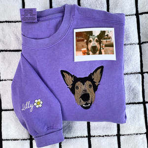Felpa ricamata per animali domestici di colore personalizzato personalizzato personalizzato con il viso di animali domestici e il nome di felpa invernale o camicia - Product Image 5