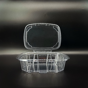 PET Clamshell Blister Fruit Packing Box Packaging Box , Fresh Fruit Salads Transparent Clear Plastic Food Snack Disposable 48OZ