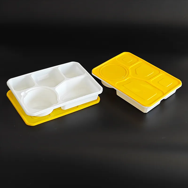 5 Compartimenten Microsafe Voedselopslag Plastic Doos Met Deksel Fast Food Afhaalmaaltijden Wegwerp Lunchcontainers Voedselopslagcontainers