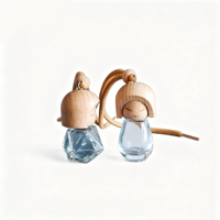 Diffuseur de parfum pour voiture en verre personnalisé de 8 ml, de haute qualité, avec couvercle en bois et cordon en coton brun