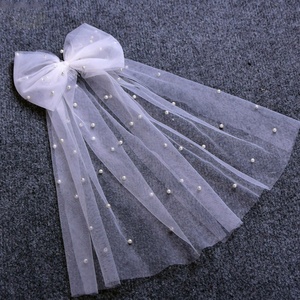 Genya – voile de <span class=keywords><strong>mariée</strong></span> <span class=keywords><strong>court</strong></span> avec Tulle et nœud, <span class=keywords><strong>accessoire</strong></span> de <span class=keywords><strong>cheveux</strong></span> pour enterrement de vie de jeune fille - Product Image 3