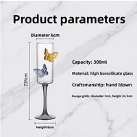 Verre borosilicate soufflé à la main, résistant aux hautes températures, capacité 200 ml, luxe pour flûtes, usage domestique, mariage