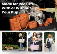 Sac de voyage pour chien Pufferes pour les propriétaires de chiens avec bols et compartiment de rangement pour nourriture, grande capacité, sac à dos en polyester (fermeture éclair de 5 pouces)